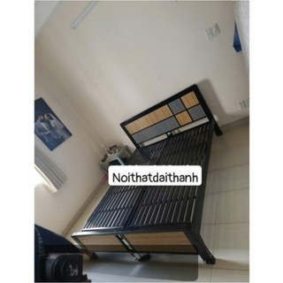 Giường sắt kết hợp gỗ 1m6 x 2m