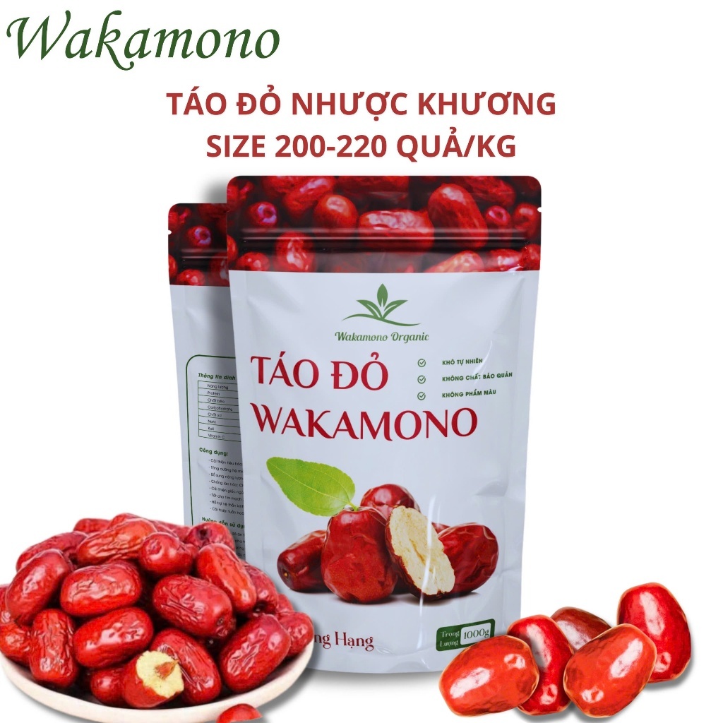 1KG Táo đỏ Nhược Khương hữu cơ size trung 200 - 220 quả/kg, khô tự nhiên, không chất bảo quản
