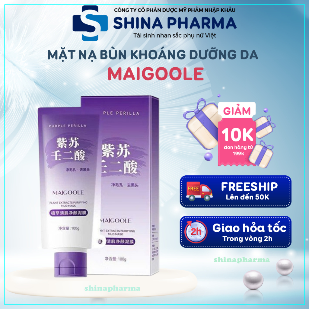 Mặt Nạ Bùn Khoáng Dưỡng Trắng Kiểm Soát Dầu MAIGOOLE - Mặt Nạ MAIGOOLE Loại Bỏ Mụn Đầu Đen Giúp Thông Thoáng, Xóa T