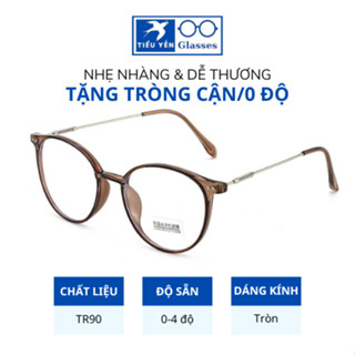 Kính cận gọng chống ánh sáng xanh có đủ độ dáng nhựa kim loại tròn bầu mã 2929 - Tiểu Yến