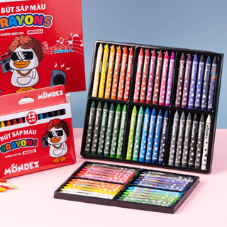 Bút Sáp Màu Cho Bé Tập Tô MONDEZ 12-48 Màu Tươi Sáng, Ít Vụn An Toàn Có Khay Đựng Hình Vịt Nghe Nhạc M50021-24