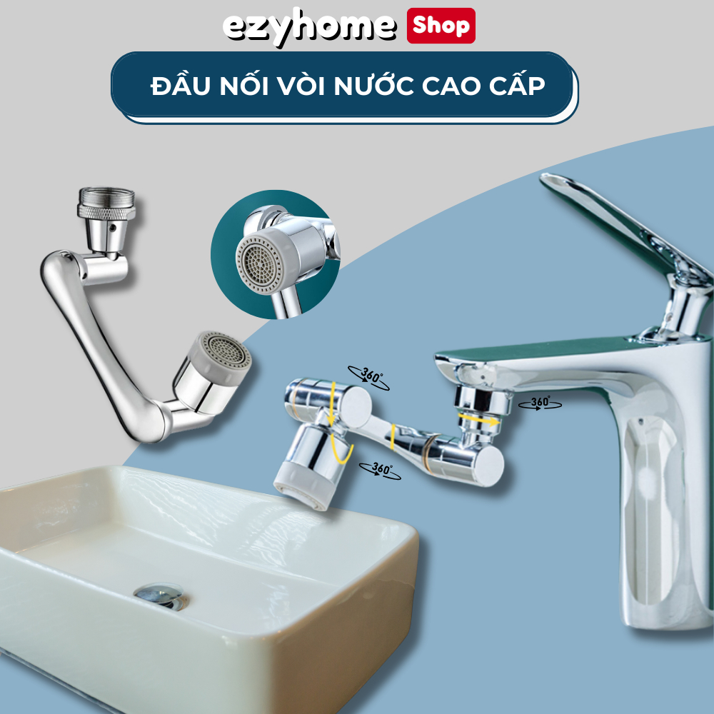 Đầu Vòi Tăng Ap Lavabo Đầu Nối Vòi Rửa Lavabo Xoay 1080 Độ Cao Cấp ET005A EZYHOME