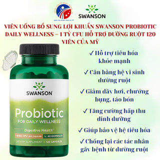 Viên Uống Bổ Sung Lợi Khuẩn Swanson Probiotic Daily Wellness 1 Tỷ CFU Hỗ Trợ Đường Ruột 120 Viên Mỹ