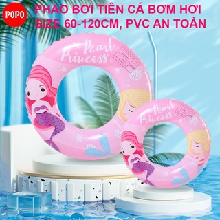 Phao bơi tròn tiên cá hồng POPO LV7 cho người lớn, trẻ em từ 6 tuổi