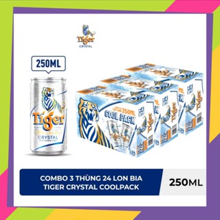   TIGER BẠC NHỎ  _ COMBO 3 Thùng 24 lon bia Tiger Crystal Coolpack 250ml 