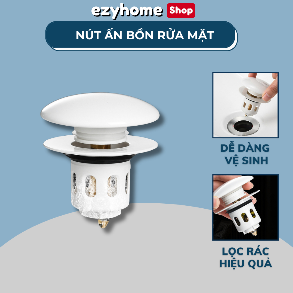 Nút Nhấn Xả Lavabo Lõi Đồng, Nắp Nhấn Nhựa ABS Cao Cấp ET011 EZYHOME