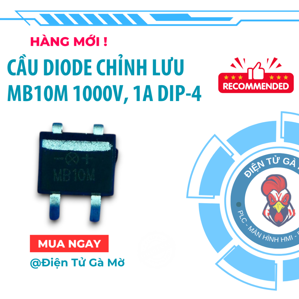 [5 CON] Cầu Diode Chỉnh Lưu MB10M 1000V, 1A DIP-4 Mới Nhập Khẩu