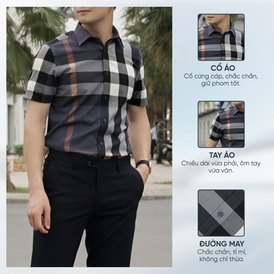 [SALE] Áo sơ mi nam ngắn tay TQQ Chất liệu thoáng mát dáng Slimfit ôm nhẹ sang trọng công sở | K477CSC-CB