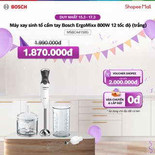Voucher Shopee đến 2TR | Máy xay sinh tố cầm tay Bosch MS6CA4150G ErgoMixx 800W 12 tốc độ (trắng) - Hàng chính hãng