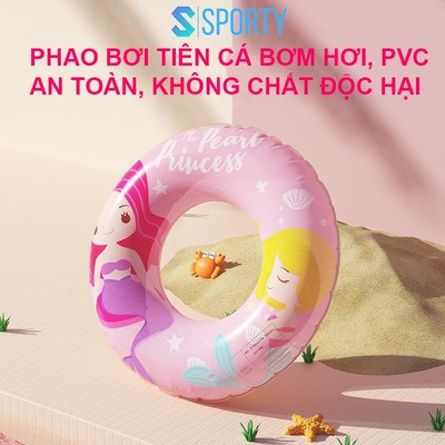Phao bơi tiên cá hồng SPORTY LV7 dùng trong bể bơi, đi biển cho người lớn, trẻ em, phao cứu sinh