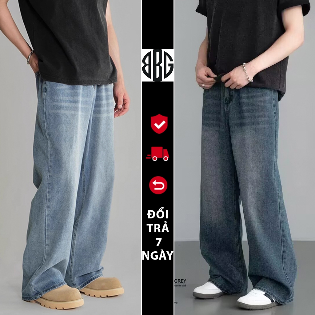 Quần Bò jean baggy nam Xanh Đen RETRO ống rộng xuông cạp cao dáng suông Avocado