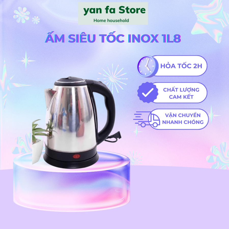 Ấm siêu tốc Inox loại lớn 1L8-YF
