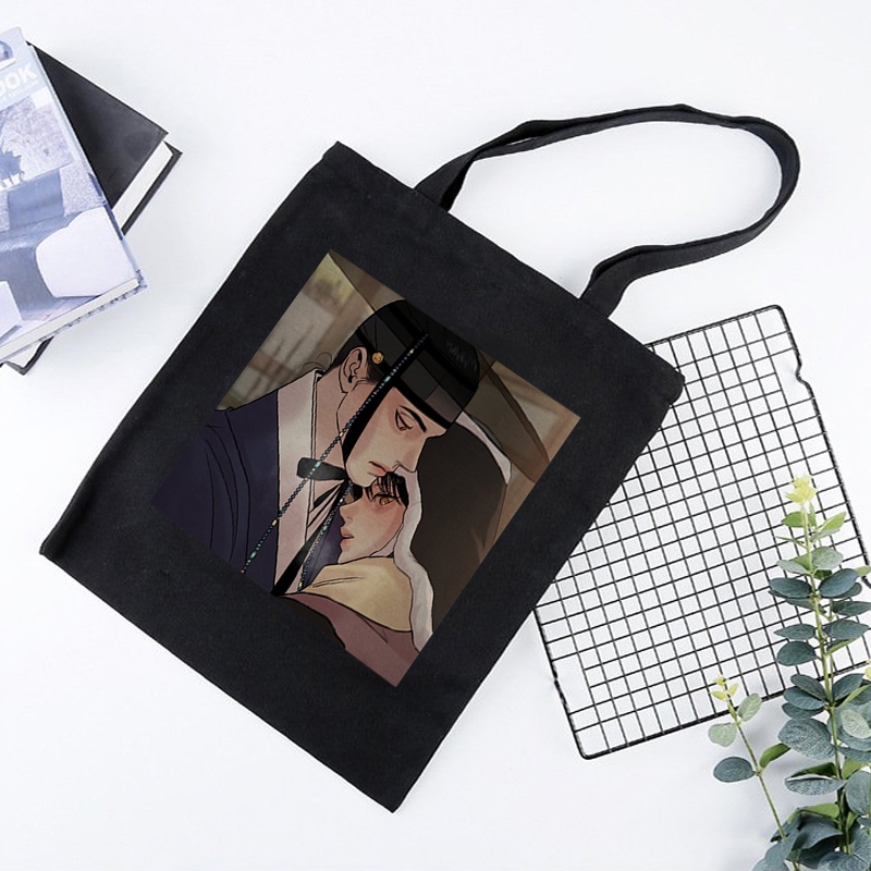 Túi tote vải đen DẠ KÝ Painter of the night boylove in hình tiện lợi thời trang unisex