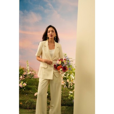 Set Áo Vest Quần Ống Đứng Công Sở Nữ MY WAY Ngắn Tay Dáng Suông Sang Trọng Qúy Phái 5MVB13117 - 5MQB0147 - BE0