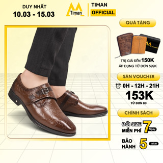 Giày tây da nam kiểu lười chất liệu da bò đế 3 cm công sở đẹp cao cấp bảo hành 5 năm GT42 TIMAN