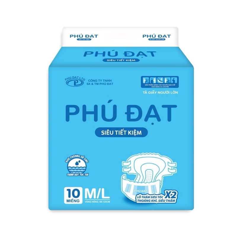 10 miếng bỉm Trần dán người già Phú ĐẠT/ML 45-75kg