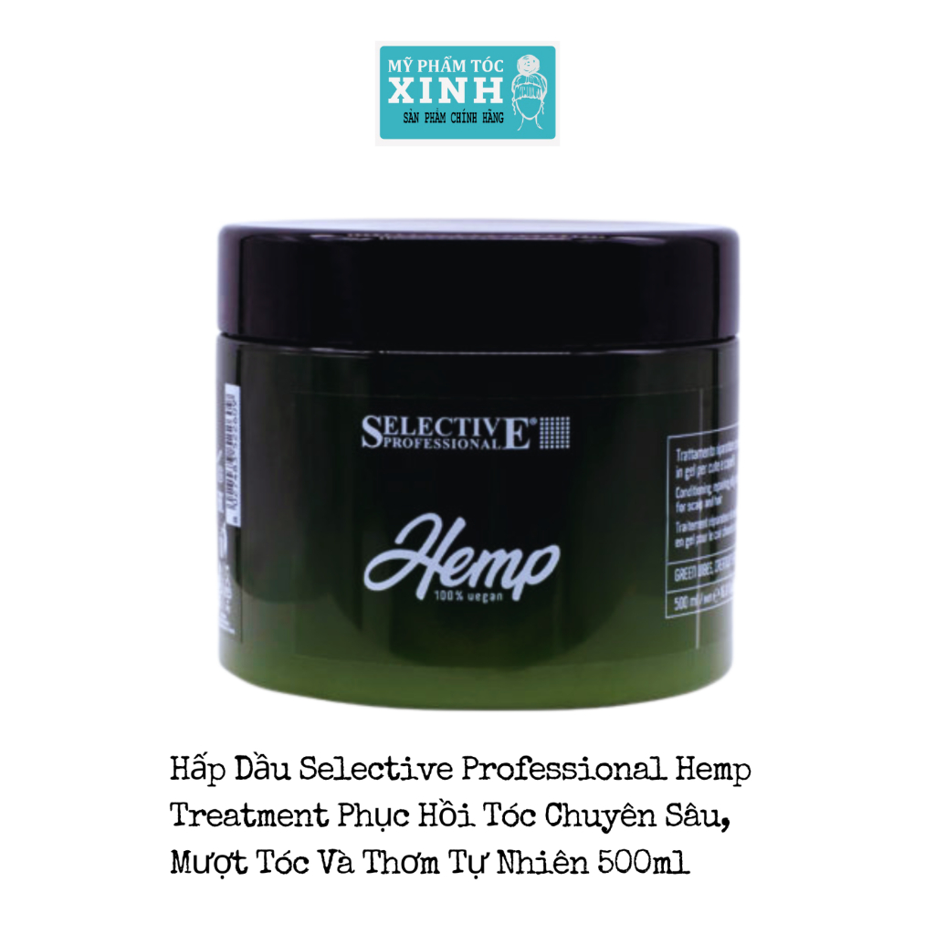 Hấp Dầu Selective Hem.p Vegan Mask Thuần Chay Tự Nhiên Giúp Phục Hồi Tóc Hư Tổn 500ml