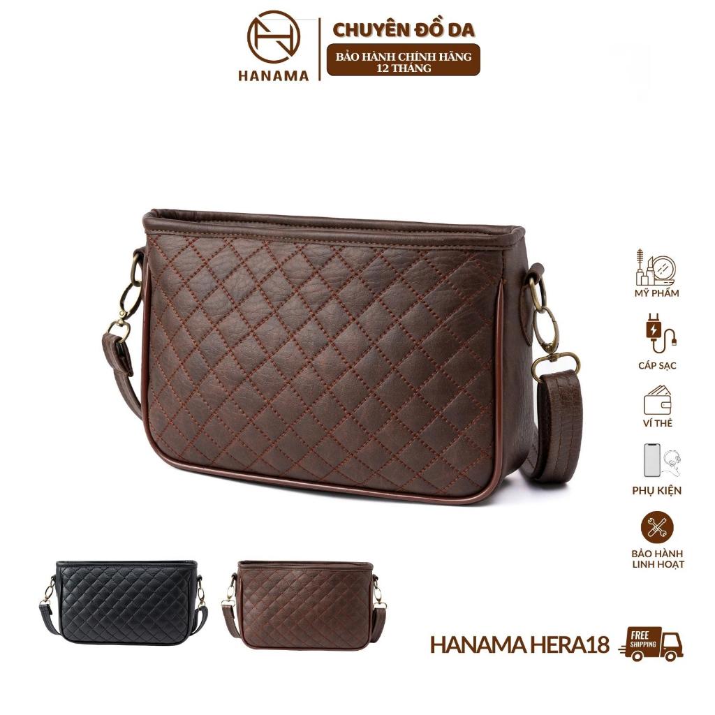 [GIÁ MỞ BÁN] _Túi xách Hanama nữ thời trang cao cấp HERA 18 Da Bag hai màu nâu - đen