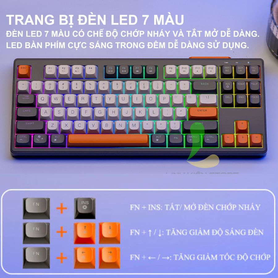 Bàn Phím Không Dây Gaming FREEWOLF M87 - Bàn Phím Chơi Game 87 Phím Ấn Tượng Với Kết Nối Kép | BigBuy360 - bigbuy360.vn
