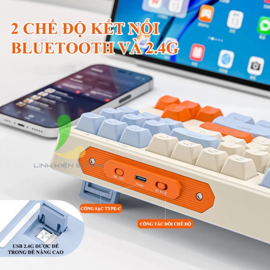 Bàn Phím Không Dây Gaming FREEWOLF M87 - Bàn Phím Chơi Game 87 Phím Ấn Tượng Với Kết Nối Kép | BigBuy360 - bigbuy360.vn