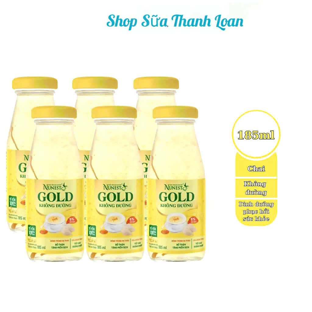 COMBO 6 Chai Nước Yến Sào Nunest Gold Cao Cấp Không Đường 185ml