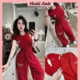 Set Bộ Đồ Thể Thao Đỏ Áo Thun Zip Bad Blood Co Giãn Ôm Body Mix Quần Suông Mì Nỉ Dài Ống Rộng Freesize