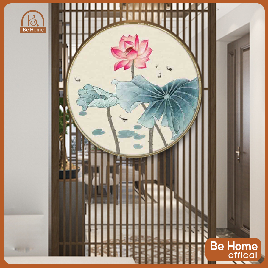 Tranh Tròn Phong Thủy Tài Lộc Tráng Gương; Tranh Sen Tráng Gương; Trang Trí Phòng Khách, Phòng Ngủ -