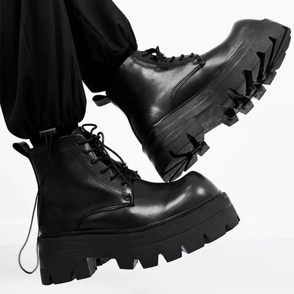 Giày da nam combat boot da thời trang INICHI G1321 đế cao 7cm