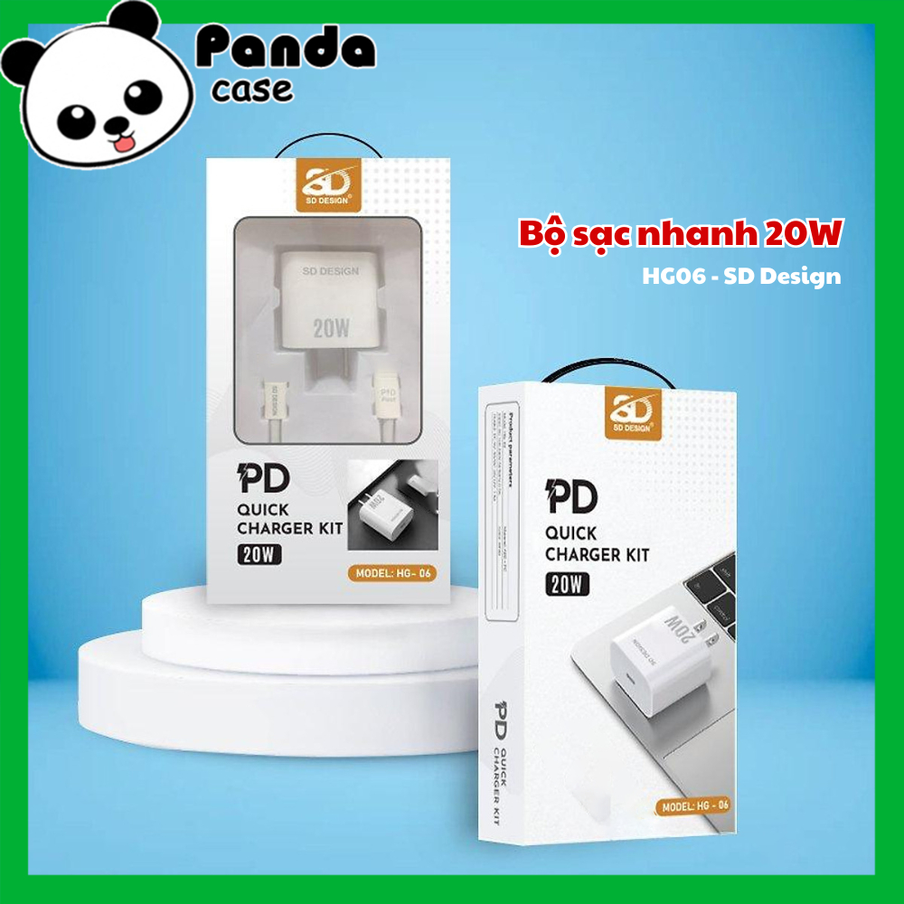 Bộ củ cáp sạc nhanh HG06 SD Design ( Củ P.D 20W + Dây sạc nhanh) không nóng máy, an toàn ổn định - P