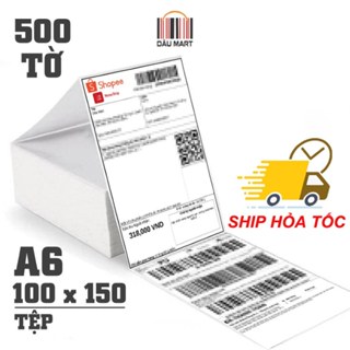 Tệp 500 tờ giấy A6 in đơn hàng tem vận chuyển sàn TMĐT cho máy in Rongta RP421, Q900, DT108B, XP470B, N41 100x150mm