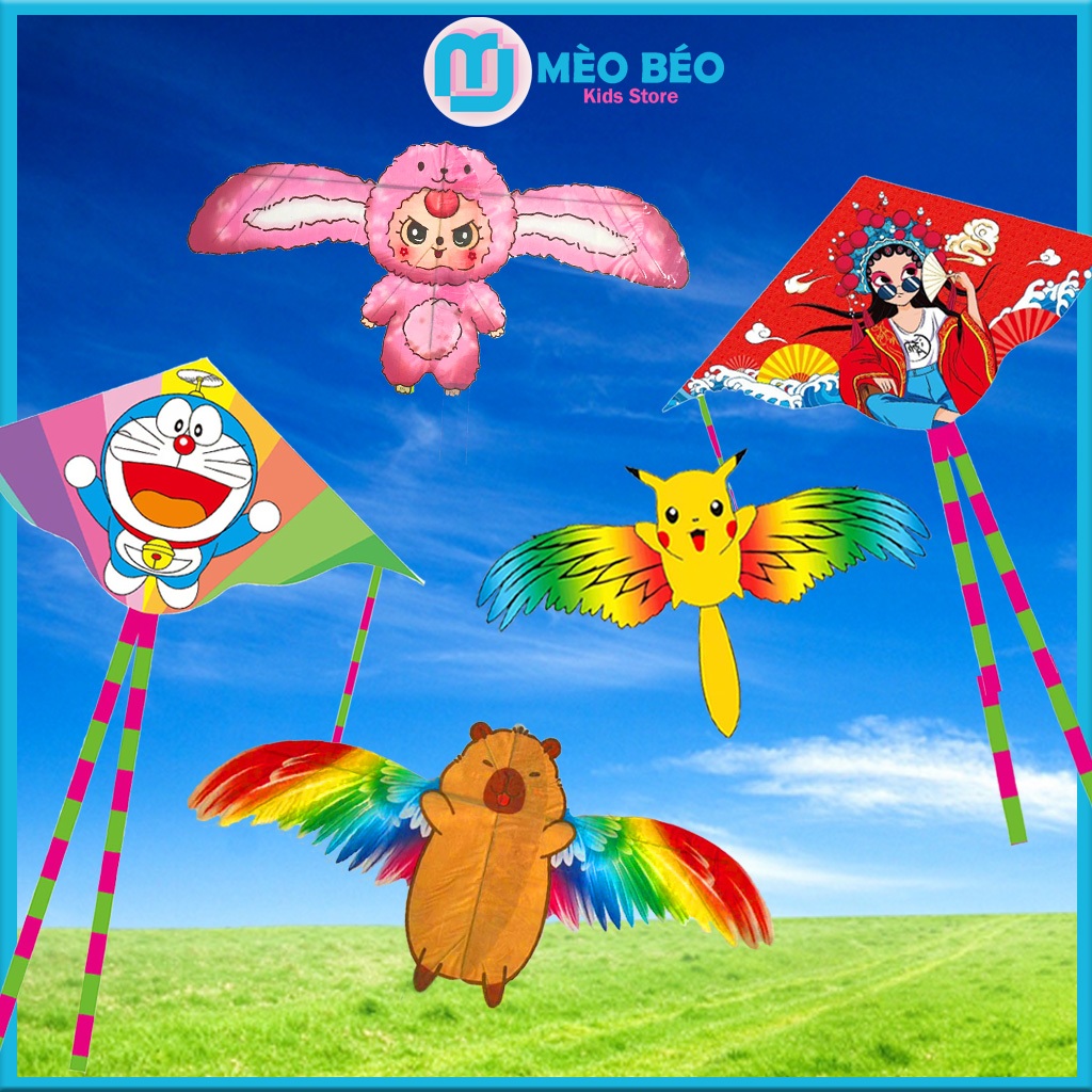 Đồ Chơi Diều Cần Câu Mini, Diều Thả Cho Bé Capybara, Doremon Tặng Dây - Mèo Béo Kids Store