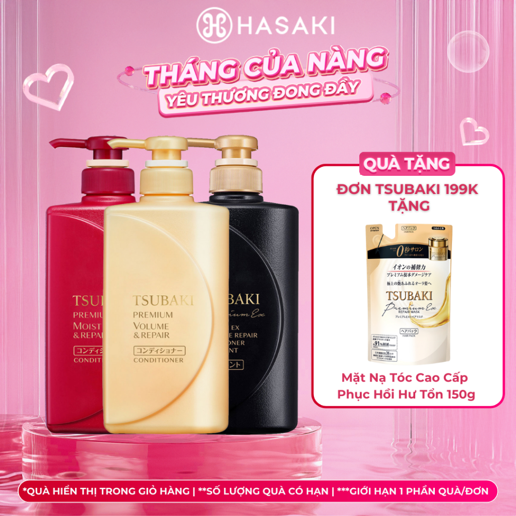 Dầu Xả Tsubaki Premium Dưỡng Tóc Bóng Mượt, Ngăn Ngừa Rụng Tóc, Phục Hồi Tóc Hư Tổn 490ml Hasaki Sản Phẩm Chính Hãng