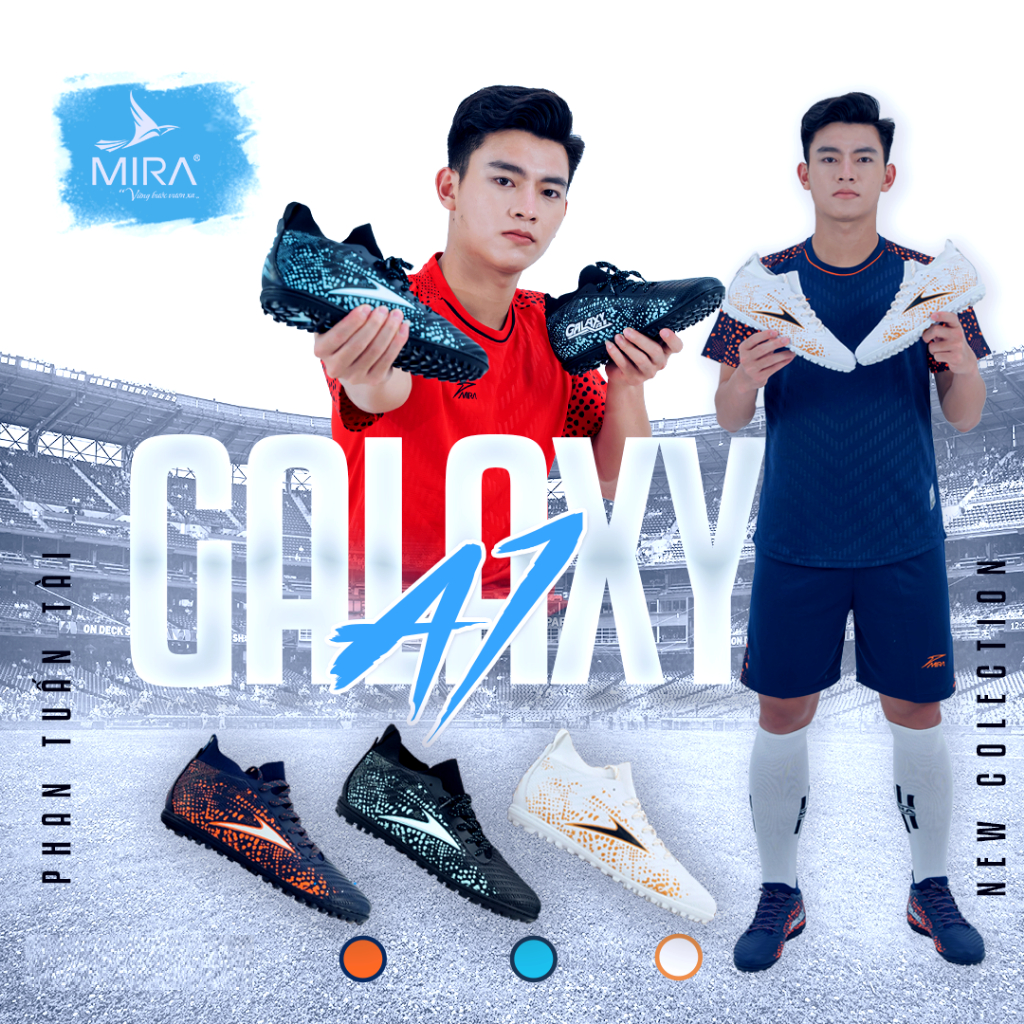 Giày bóng đá đế đinh sân cỏ nhân tạo, giày đá banh Mira Galaxy A1 NEW mẫu mới - Dungcusport