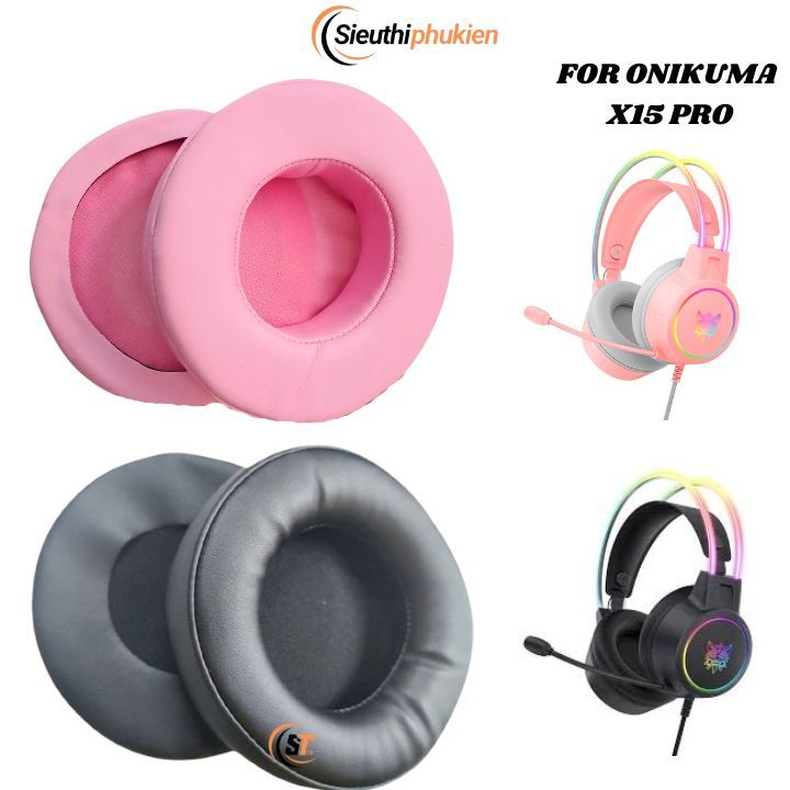 Đệm ốp tai nghe Onikuma X15 Pro /  X80 đen và hồng dày dặn, Bọc đệm tai Onikuma 0105