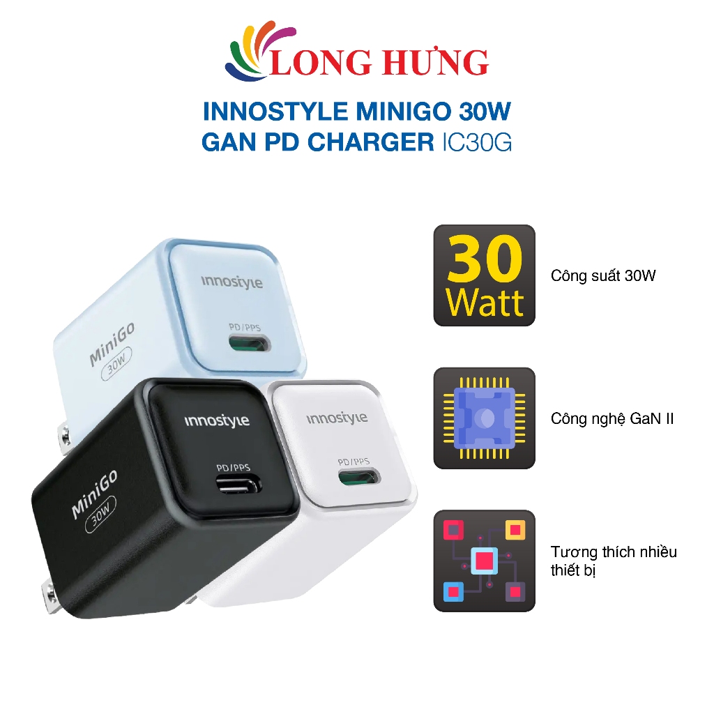 Cốc sạc Innostyle MiniGo 30W GaN PD Charger IC30GWHT - Hàng chính hãng