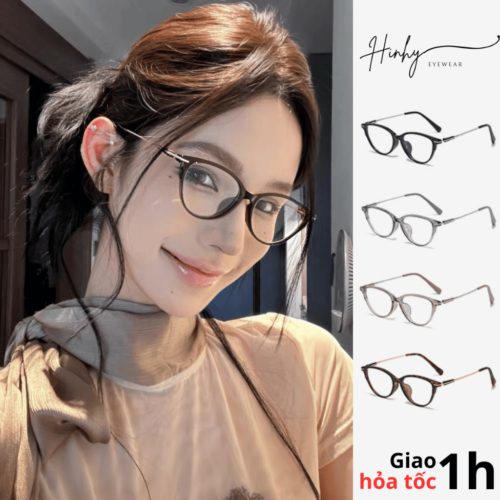 Gọng kính cận mắt mèo form vừa - nhỏ chất liệu cao cấp [Lắp cận đến 6 độ] thời trang nữ phong cách v