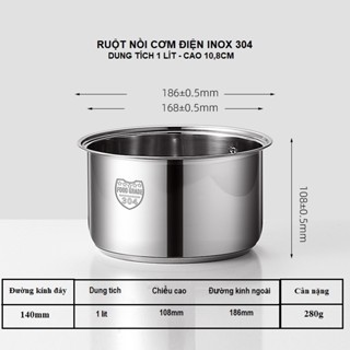  Ruột nồi cơm điện lòng nồi inox 304 dùng cho nồi cơm điện dung tích 1L 