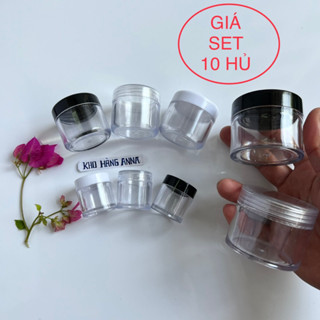  SET 10 LỌ Hủ tròn trong suốt Lớn nhỏ - Combo 10 HỦ NHỰA ĐỰNG KEM 50gr 30g 20g 10g 5g 3g - Hủ chiết Mỹ phẩm 