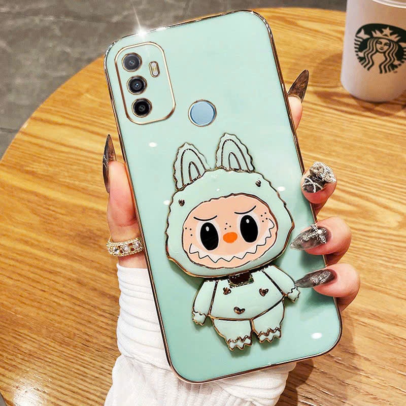 ốp lưng Oppo A53 /A32 mềm dẻo chống sốc hình Labuburu có gương soi xoay 360 độ làm giá đỡ