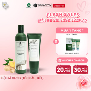 Bộ dầu gội xả gừng kích thích mọc nhanh Weilaiya Ginger Shampoo 400ml + 250ml