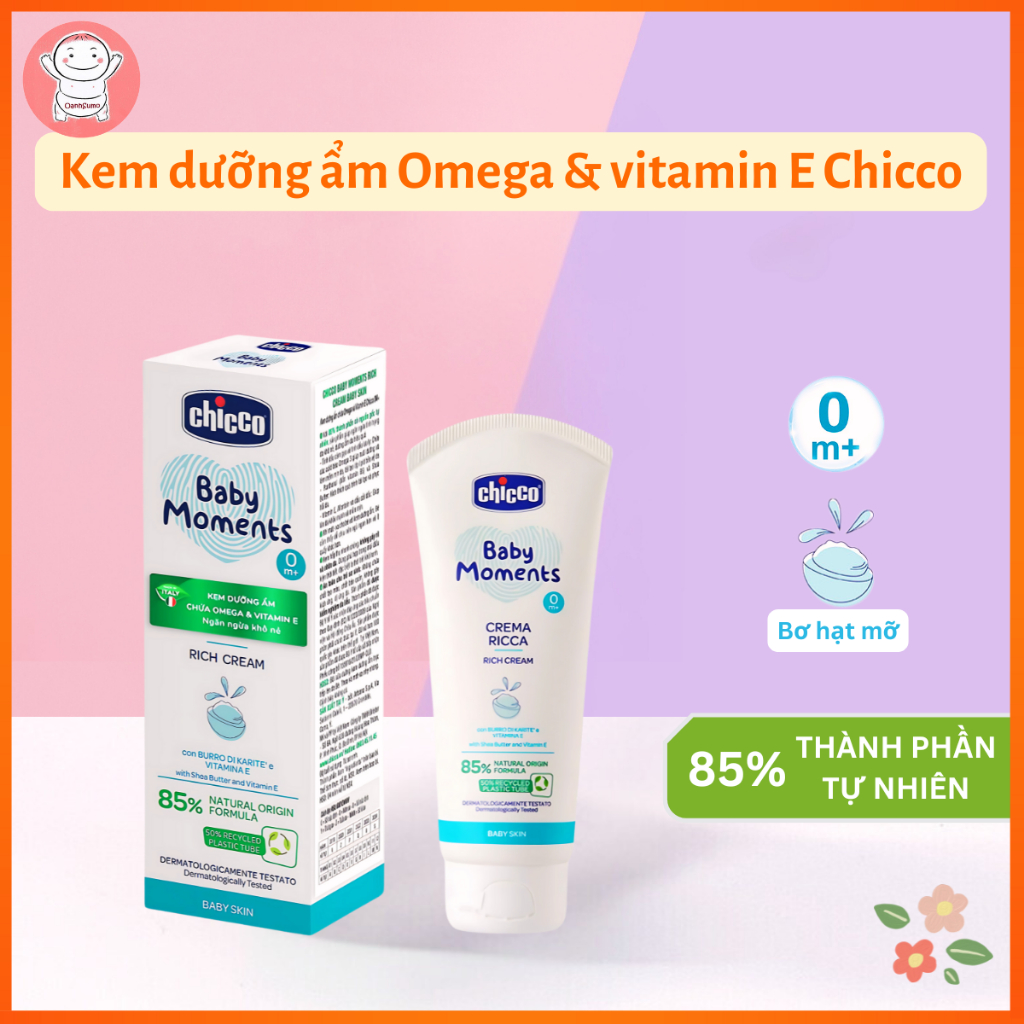 Kem dưỡng ẩm Omega & vitamin E Chicco 0m+ chai 100ml