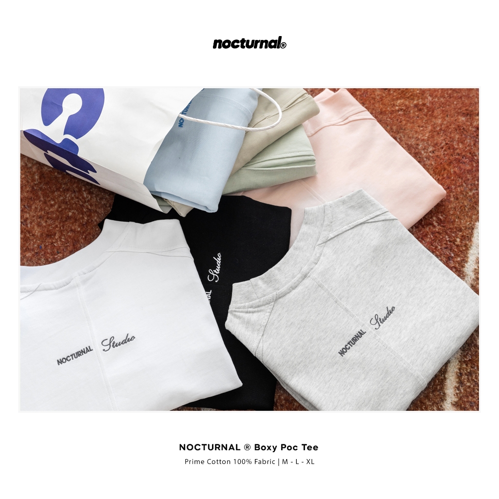Áo Thun Form Boxy NOCTURNAL Boxy Poc Tee Cotton 100% Thêu Chữ Màu Pastel Nam Nữ Unisex Localbrand | BigBuy360 - bigbuy360.vn