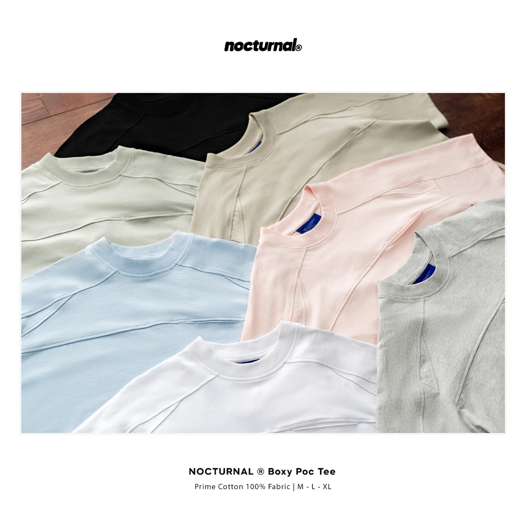 Áo Thun Form Boxy NOCTURNAL Boxy Poc Tee Cotton 100% Thêu Chữ Màu Pastel Nam Nữ Unisex Localbrand | BigBuy360 - bigbuy360.vn