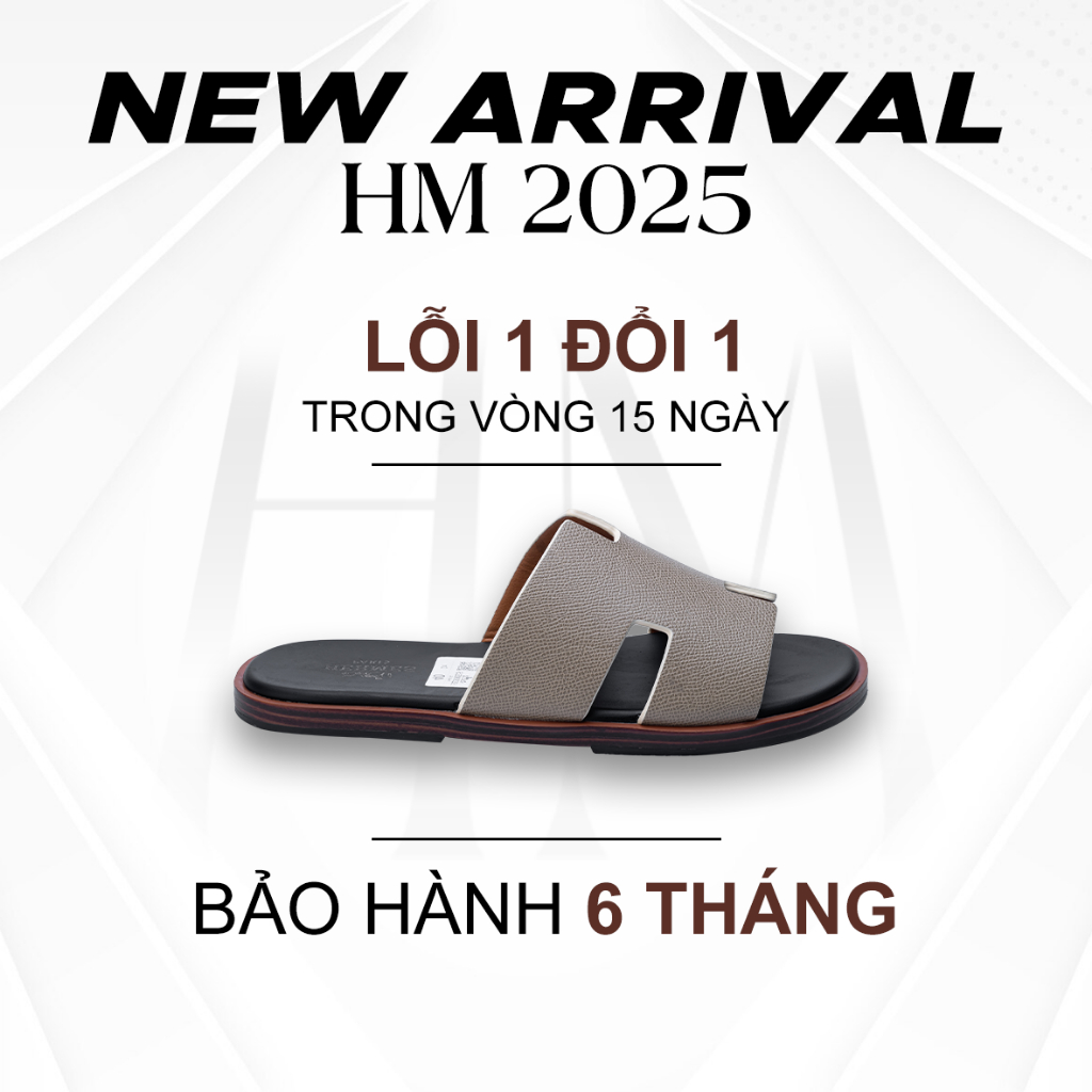  Dép HM Nam Nữ BST 2025 - MS11 Full Box Quay Chữ H Màu Be Nhẹ Nhàng Đế Chống Trơn Trượt Quay Da Microfiber Cao Cấp 
