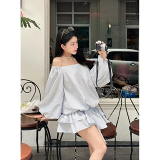 < SALE SỐC > [ KÈM QUẦN] Bloom Dress , Đầm Váy trễ vai dáng bí tay bồng dài bo chun hông Đầm thiết kế dự tiệc dây nơ eo