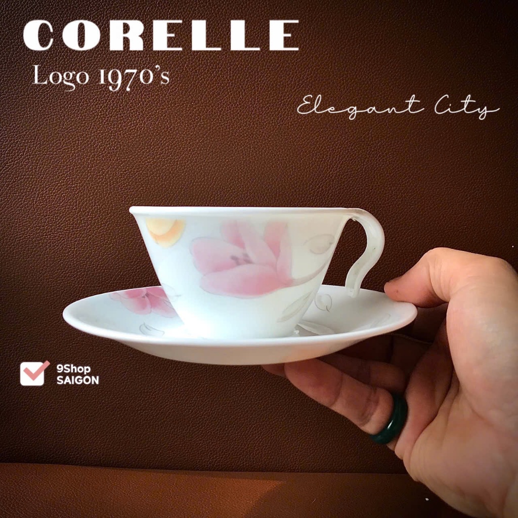 Corelle USA Logo 1970s - Elegant City - 01 Set Trà Chiều Bằng Thuỷ Tinh Vitrelle Độc Quyền