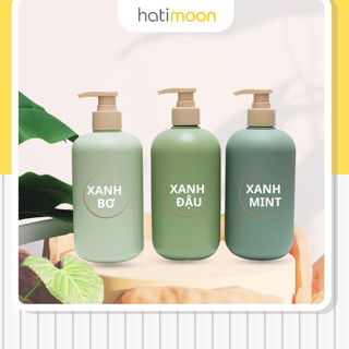  Set 10 chai nhựa Hatimoon 200ml-300ml-500ml đựng dầu gội sữa tắm mỹ phẩm giá sỉ 