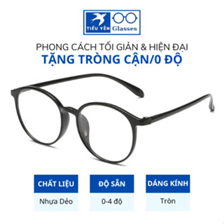 Kính Cận Thị Gọng Tròn Nhựa Dẻo thời trang dành cho mặt trung bình nhỏ 8010 - Mắt kính Tiểu Yến