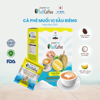 Cà Phê Muối Hòa Tan SaltCoffee Vị Sầu Riêng, cafe 5in1 đậm đà kết hợp bột sầu riêng béo thơm (9 gói/hộp) - Dr Muối