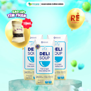 [Lốc 3 hộp] Soup uống dinh dưỡng Delisoup 250ml giàu dưỡng chất, tăng cường miễn dịch cho người bệnh